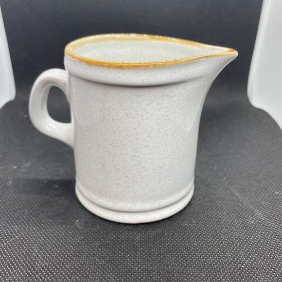 Small Grey with Tan Trim Stoneware Creamer Made in Japan - Picture 1 of 6